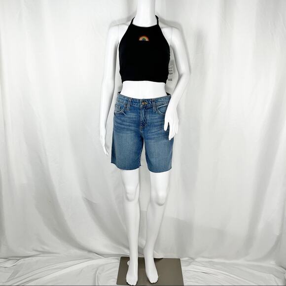 Joe’s Jeans Rory Blue Wash Raw Hems Cut Off Bermuda Jean Shorts Sz25 NWT - Picture 3 of 13